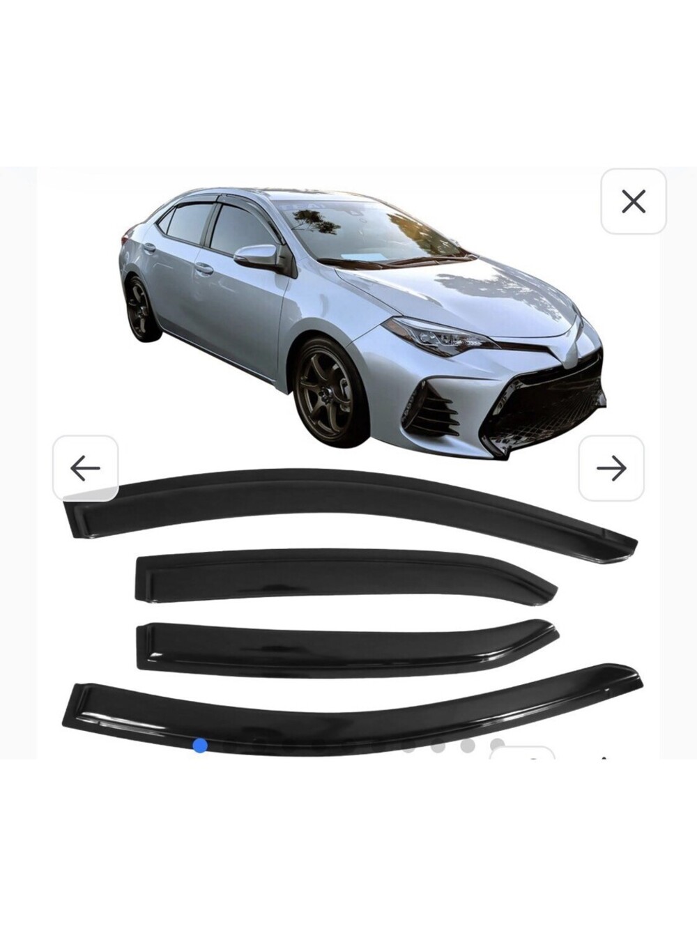 Fit 2014-2019 Toyota Corolla Sedan Smoke Tinted Slim Style Window Visors